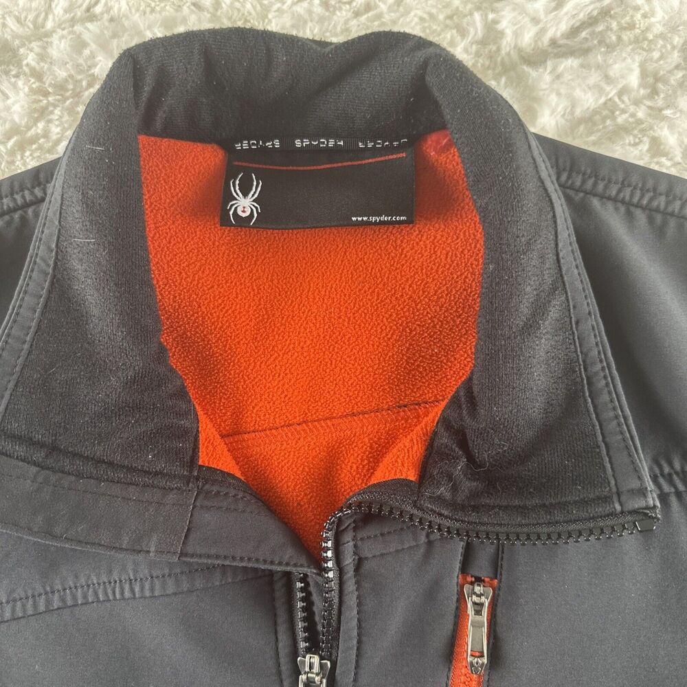 Spyder Jacket -Full Zip -Black Softshell Orange F… - image 2